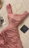 Ndyad Pink A-Line Chiffon Party Dresses HZ1024