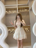 Ndyad Satin A-line Homecoming Dress Lace Spaghetti Strap Short Prom Dress for Party HZ1024