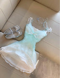 Ndyad Blue Tulle Unique Lace Strap Short Party Dresses Homecoming Dress HZ1024