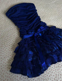 Ndyad Dark Sapphire Strapless Chiffon Lace Short Prom Dresses Sweet Homecoming Dresses HZ1024
