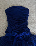 Ndyad Dark Sapphire Strapless Chiffon Lace Short Prom Dresses Sweet Homecoming Dresses HZ1024