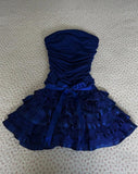 Ndyad Dark Sapphire Strapless Chiffon Lace Short Prom Dresses Sweet Homecoming Dresses HZ1024