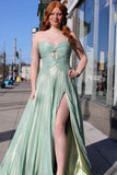 Ndyad Green Strapless Sweetheart A-Line Party Dresses Gorgeous Evening Dresses HZ1024