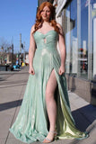 Ndyad Green Strapless Sweetheart A-Line Party Dresses Gorgeous Evening Dresses HZ1024