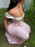 Ndyad Off Shoulder Sheath Satin Evening Dresses Gorgeous Party Dresses HZ1024