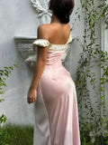 Ndyad Off Shoulder Sheath Satin Evening Dresses Gorgeous Party Dresses HZ1024