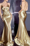 Ndyad Satin V-Neck Backless Mermaid Evening Dress Stunning Party Dresses HZ1024