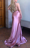 Ndyad Satin V-Neck Backless Mermaid Evening Dress Stunning Party Dresses HZ1024