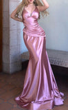 Ndyad Satin V-Neck Backless Mermaid Evening Dress Stunning Party Dresses HZ1024