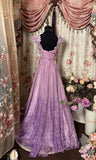 Ndyad Purple Chiffon Applique Sweetheart A-Line Long Prom Dresses Formal Evening Gown HZ1024