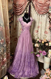 Ndyad Purple Chiffon Applique Sweetheart A-Line Long Prom Dresses Formal Evening Gown HZ1024