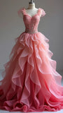 Ndyad Sweetheart Neck Chiffon Beaded A-Line Wedding Dress Long Prom Dresses HZ1024