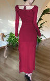 Ndyad Purple Square Neck Chiffon Long Sleeve Bodycon Party Dresses HZ1024