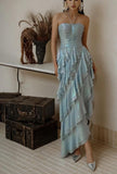 Ndyad Ice Blue Halter Neck Chiffon Short Party Dress Gorgeous Layered Chiffon Homecoming Dress HZ1024