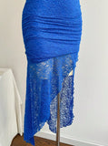 Ndyad Royal Blue Lace Bodycon Short Party Dress Strapless Backless Evening Dress HZ1024
