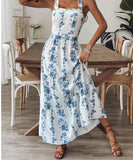 Ndyad Floral Strap Women's Dress Bow Backless Birthday HZ1024