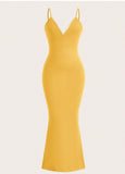 Ndyad Spaghetti Strap Bodycon V Neck Party Dress HZ1024