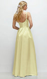 Ndyad Dress??Butter Yellow A-Line Spaghetti Straps Satin Scoop Neck Backless Party Dress HZ1024