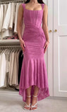 Ndyad Fuchsia Mermaid Evening Dresses Elegant Scoop Lace Party Dress HZ1024