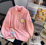 Ndyad style polo collar sweet loose sweater HZ1024