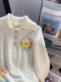 Ndyad style polo collar sweet loose sweater HZ1024