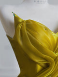 Evafashion Yellow Satin Sweetheart Neck A-Line Sweet 16 Dress Gorgeous Formal Evening Gowns HZ1024