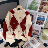 Ndyad diamond contrast long sleeve sweater HZ1024