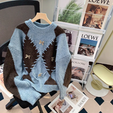Ndyad diamond contrast long sleeve sweater HZ1024