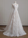Ndyad Strapless Tulle Lace Vintage Wedding Dress Gorgeous A-Line Long Prom Dresses HZ1024
