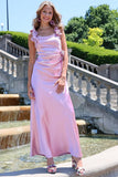 Ndyad Gray Pink Spaghetti Straps Satin Fashion Dress for Party&Bridesmaids HZ1024