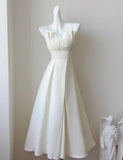 Ndyad Off-White Spaghetti Strap Prom Dresses Fashion Bridesmaid Dress HZ1024