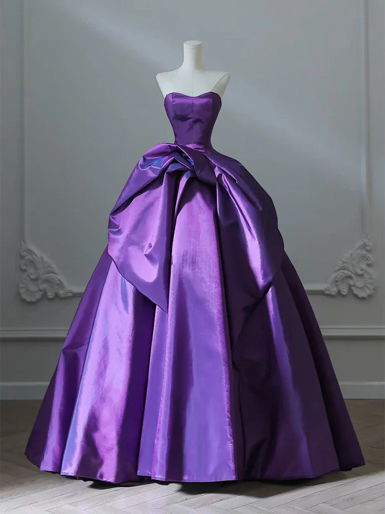 Evafashion Satin Purple Long Prom Dress?? Sweetheart Evening Gown for Special Ocassion Quinceanera Dress HZ1024