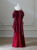 Evafashion Satin Burgundy Long Prom Dress, Burgundy Long Evening Dress HZ1024