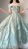 Ndyad Blue Fairytale Birthday Party Dress Spaghetti Straps Chiffon A-Line Princess Prom Dresses HZ1024