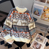 Ndyad Fair Isle Vintage Deer Jacquard Sweater HZ1024