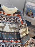 Ndyad Fair Isle Vintage Deer Jacquard Sweater HZ1024