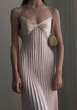 Ndyad Champagne Spaghetti Straps Guest Dresses Sheath Pleated Chiffon Fashion Prom Dress with Backless HZ1024