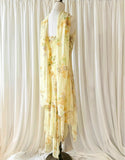 Ndyad Yellow Beaded Chiffon Spaghetti Straps Sheath Prom Dresses HZ1024