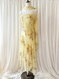 Ndyad Yellow Beaded Chiffon Spaghetti Straps Sheath Prom Dresses HZ1024