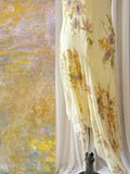 Ndyad Yellow Beaded Chiffon Spaghetti Straps Sheath Prom Dresses HZ1024