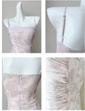 Ndyad Pink Spaghetti Straps Long Prom Dress Formal Dresses Chiffon Ruffles Layered Stunning 18th Birthday Party Dresses HZ1024