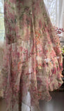 Ndyad Printed Chiffon Sequin Mermaid Formal Dresses Spaghetti Strap Vintage Evening Dress HZ1024