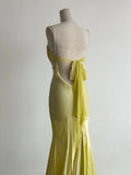 Ndyad Yellow Formal Dresses Spaghetti Straps Satin Mermaid Long Prom Dresses HZ1024
