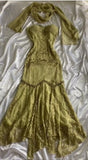 Ndyad Spaghetti Straps Mermaid Lace Chiffon Prom Dresses with Beading HZ1024