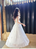 Ndyad Pearl Butterfly Tulle White French A-Line Spaghetti Straps Birthday Dresses HZ1024