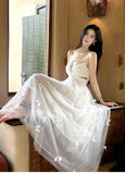 Ndyad Pearl Butterfly Tulle White French A-Line Spaghetti Straps Birthday Dresses HZ1024