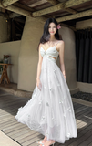 Ndyad Pearl Butterfly Tulle White French A-Line Spaghetti Straps Birthday Dresses HZ1024