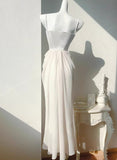Ndyad Champagne French Pearl Pendant Party Dress Satin Spaghetti Straps Chiffon Birthday Dress HZ1024