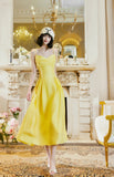 Ndyad Butter Yellow Spaghetti Strap A-Line Birthday Dress Elegant Backless Party Dress HZ1024