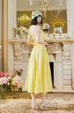 Ndyad Butter Yellow Spaghetti Strap A-Line Birthday Dress Elegant Backless Party Dress HZ1024